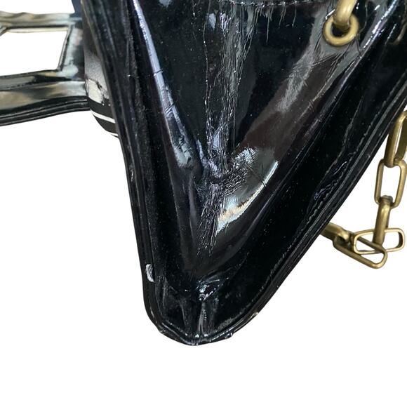 Roberto Cavalli Class NWTs Vintage Black Patent Leather Purse Chain Strap - Picture 7 of 15